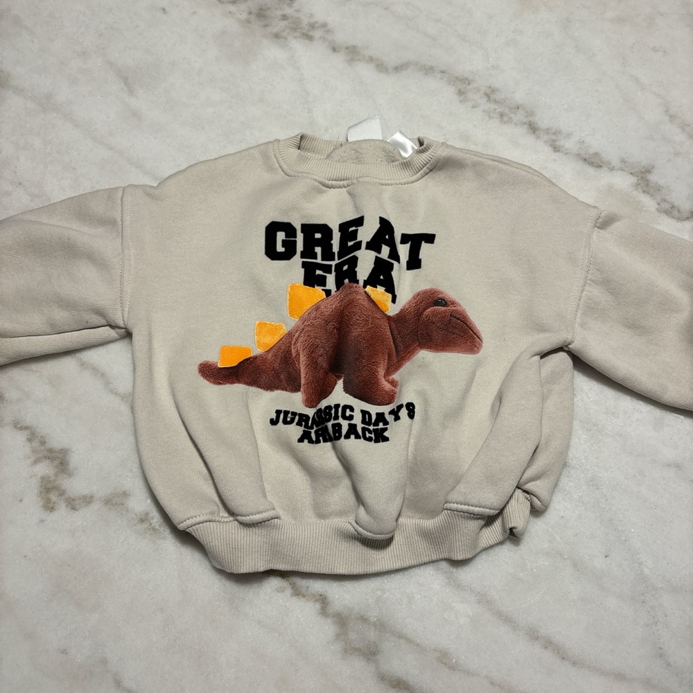 Zara Kids Dinosaur Sweatshirt - Cream and Brown